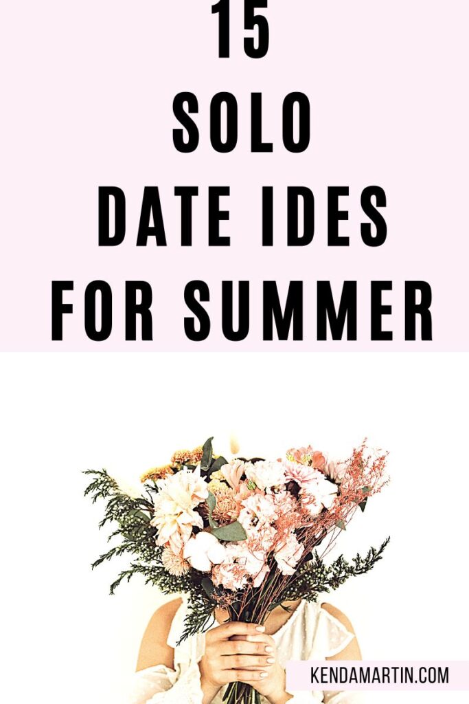 woman on solo date with flowers.